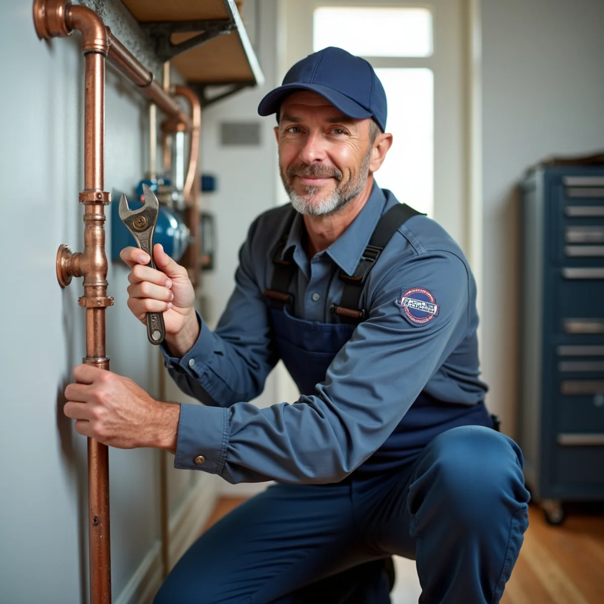 Licensed plumbing technician inspecting home pipes in Wilmette, IL
